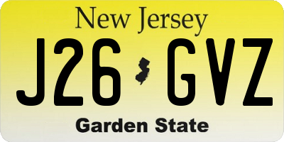 NJ license plate J26GVZ