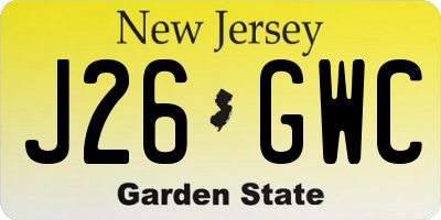 NJ license plate J26GWC