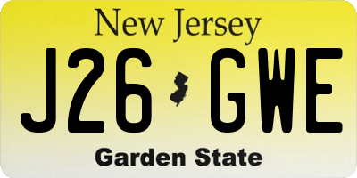 NJ license plate J26GWE