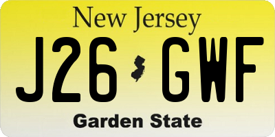 NJ license plate J26GWF