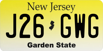 NJ license plate J26GWG
