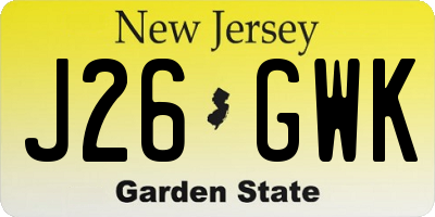 NJ license plate J26GWK