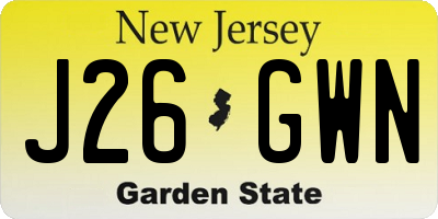 NJ license plate J26GWN