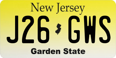 NJ license plate J26GWS