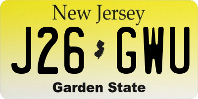 NJ license plate J26GWU