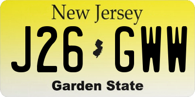 NJ license plate J26GWW