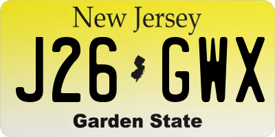 NJ license plate J26GWX