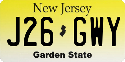 NJ license plate J26GWY