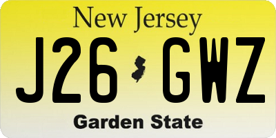 NJ license plate J26GWZ