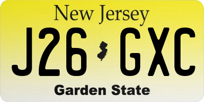 NJ license plate J26GXC