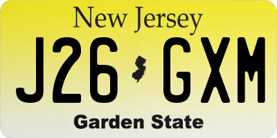 NJ license plate J26GXM