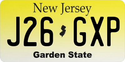 NJ license plate J26GXP
