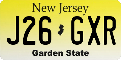 NJ license plate J26GXR