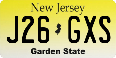 NJ license plate J26GXS