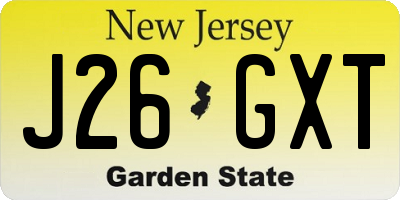 NJ license plate J26GXT
