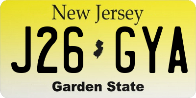 NJ license plate J26GYA