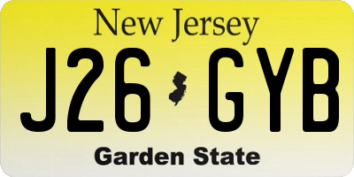 NJ license plate J26GYB
