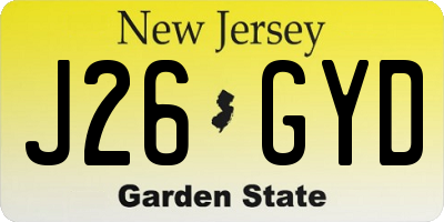 NJ license plate J26GYD