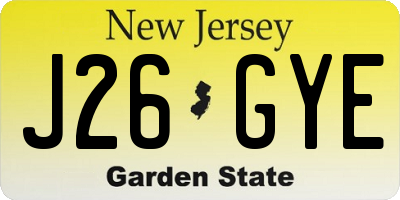 NJ license plate J26GYE