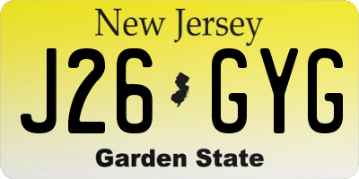 NJ license plate J26GYG