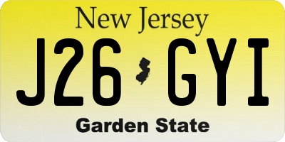 NJ license plate J26GYI