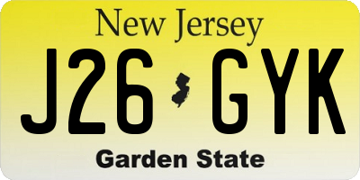 NJ license plate J26GYK