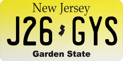 NJ license plate J26GYS