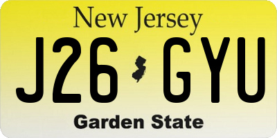 NJ license plate J26GYU