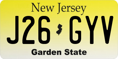 NJ license plate J26GYV
