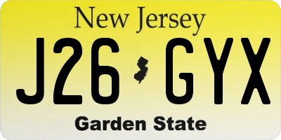 NJ license plate J26GYX