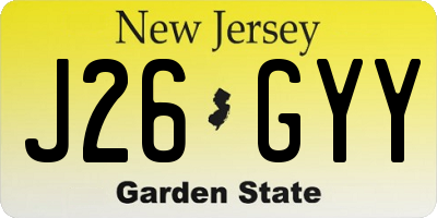 NJ license plate J26GYY