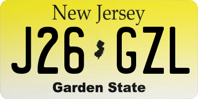 NJ license plate J26GZL