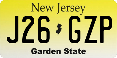 NJ license plate J26GZP