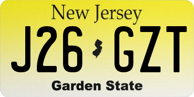 NJ license plate J26GZT