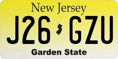 NJ license plate J26GZU