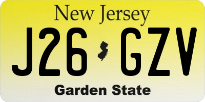NJ license plate J26GZV