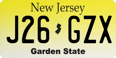 NJ license plate J26GZX