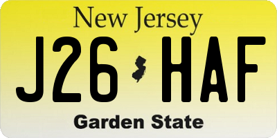 NJ license plate J26HAF