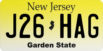 NJ license plate J26HAG