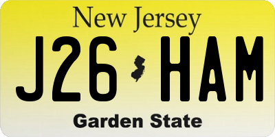 NJ license plate J26HAM