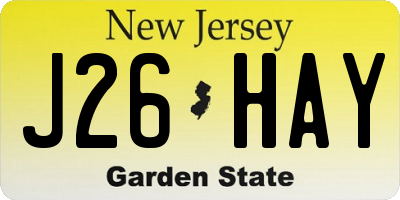 NJ license plate J26HAY