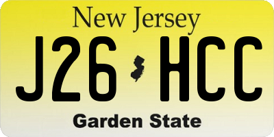 NJ license plate J26HCC