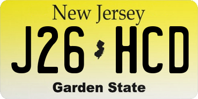 NJ license plate J26HCD