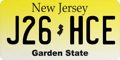NJ license plate J26HCE