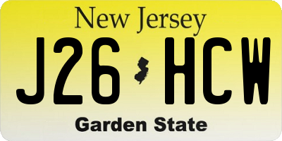 NJ license plate J26HCW