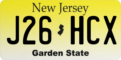 NJ license plate J26HCX