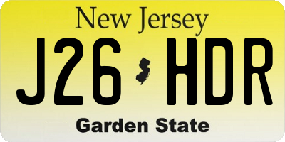 NJ license plate J26HDR