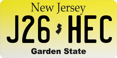 NJ license plate J26HEC
