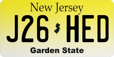 NJ license plate J26HED
