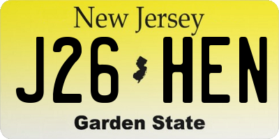 NJ license plate J26HEN
